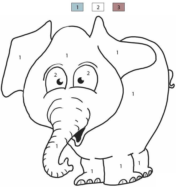 Baby Elephant Printable Color By Number