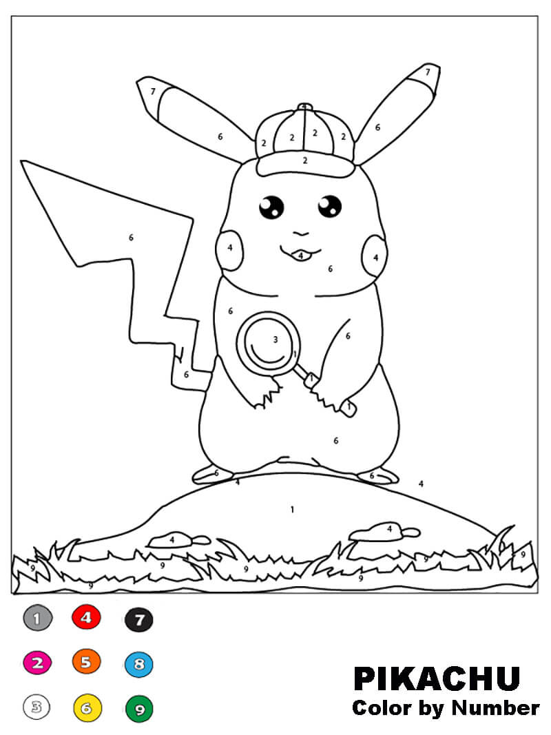 Cool Pikachu Color by Number