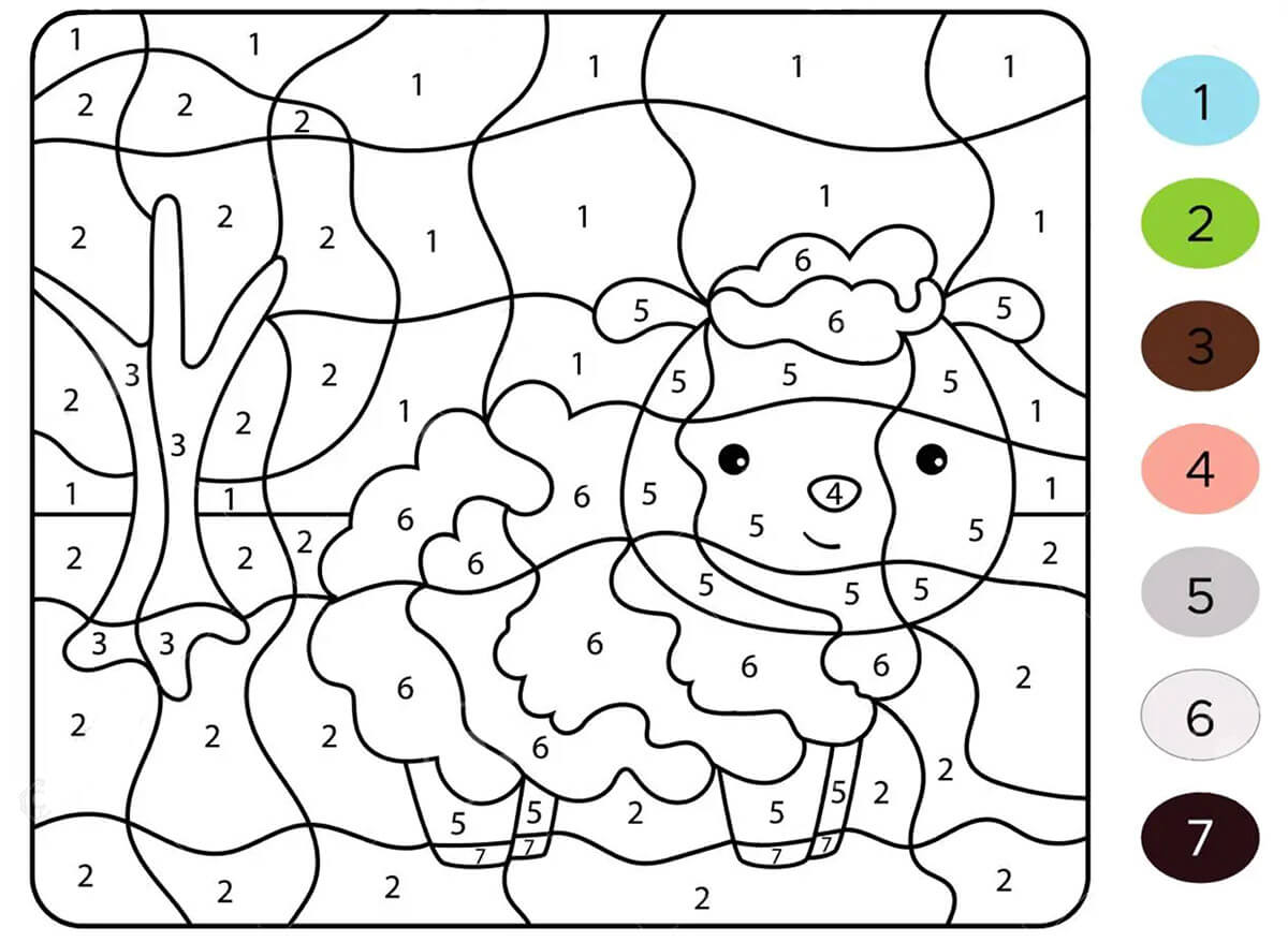 Cool Sheep Color by Number