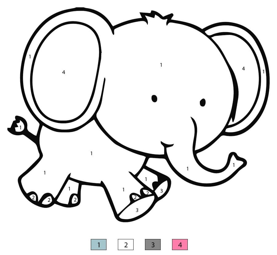 Cute Baby Elephant Printable Color By Number