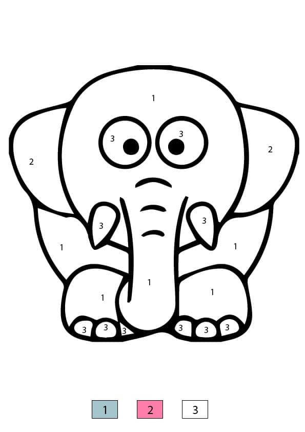 Cute Elephant Color By Number
