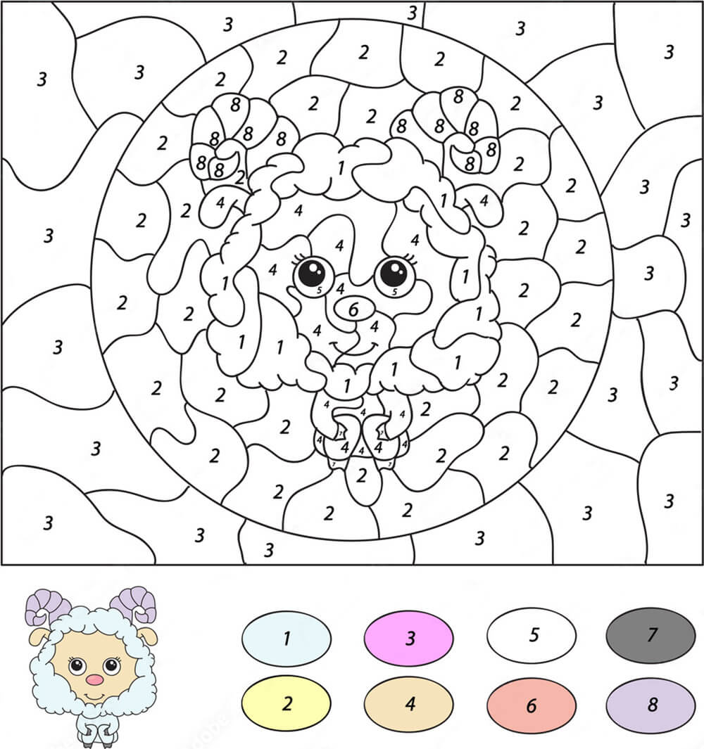 Cute Litte Sheep Color by Number
