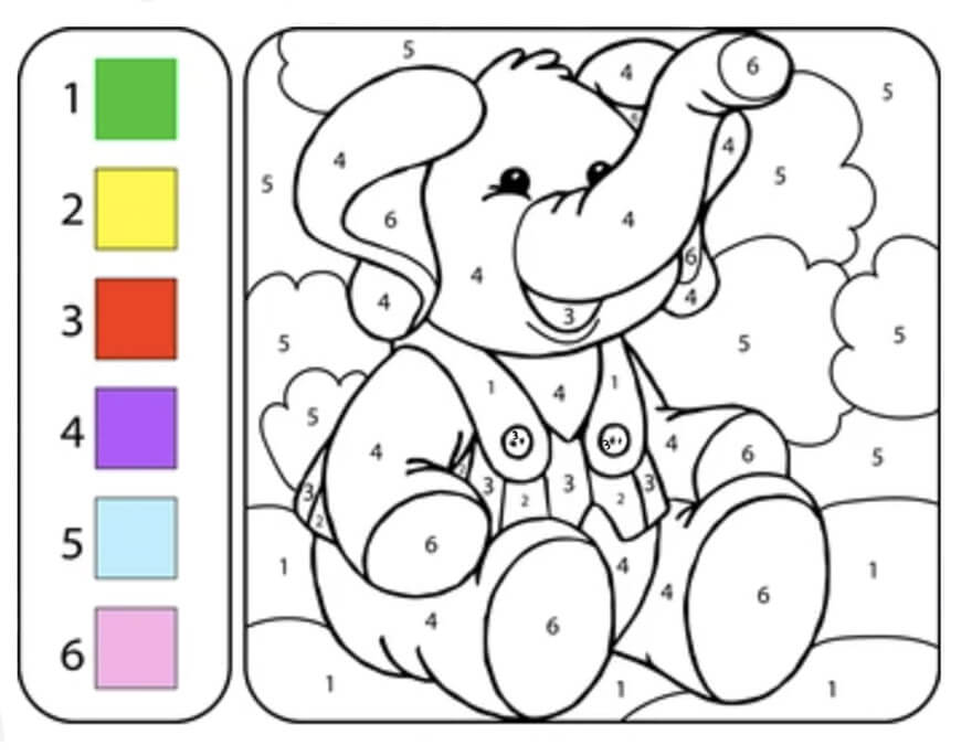 Cute Little Elephant Color by Number