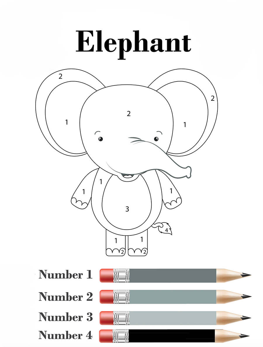 Cute & Lovely Elephant Color by Number