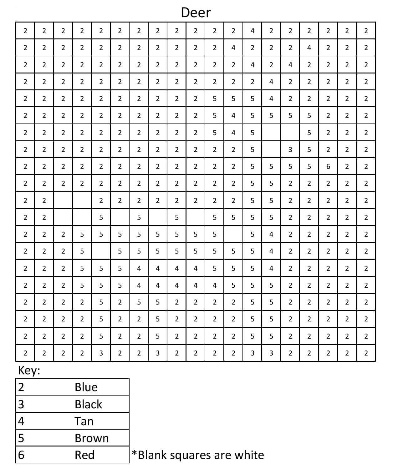 Deer Pixel Color by Number