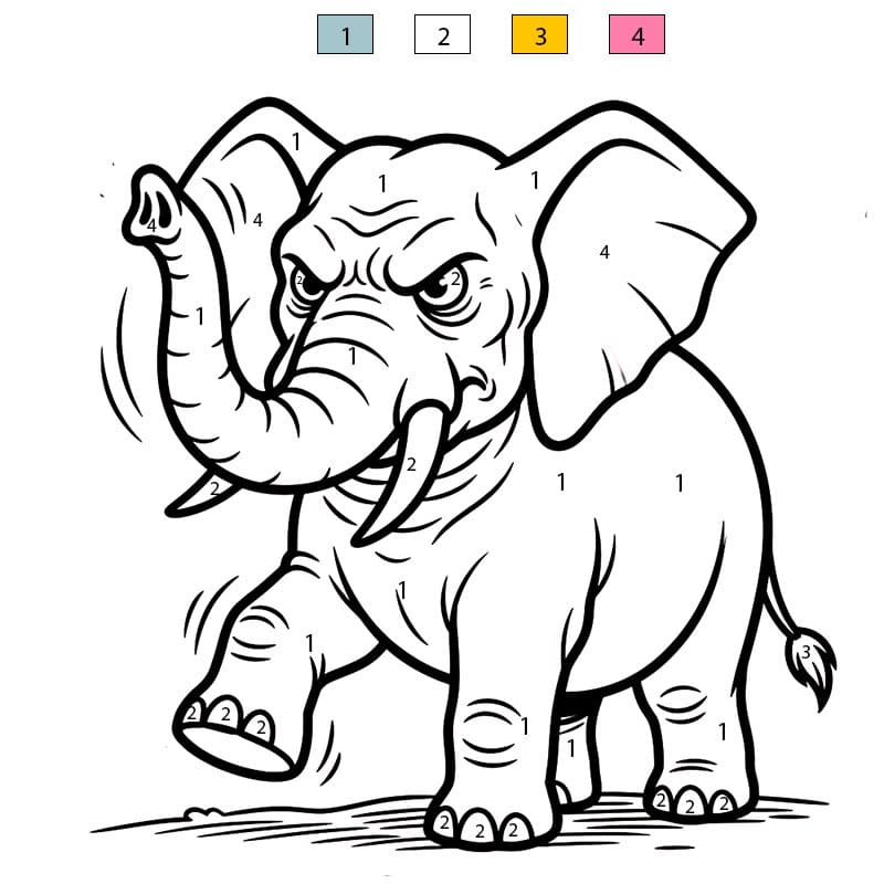 Elephant Angry Color By Number