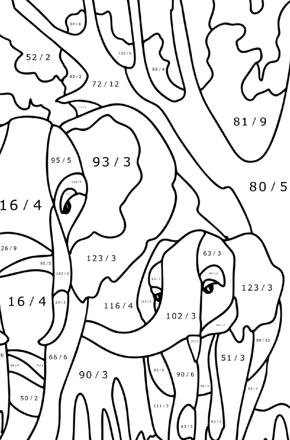 Elephant Color by Math Division
