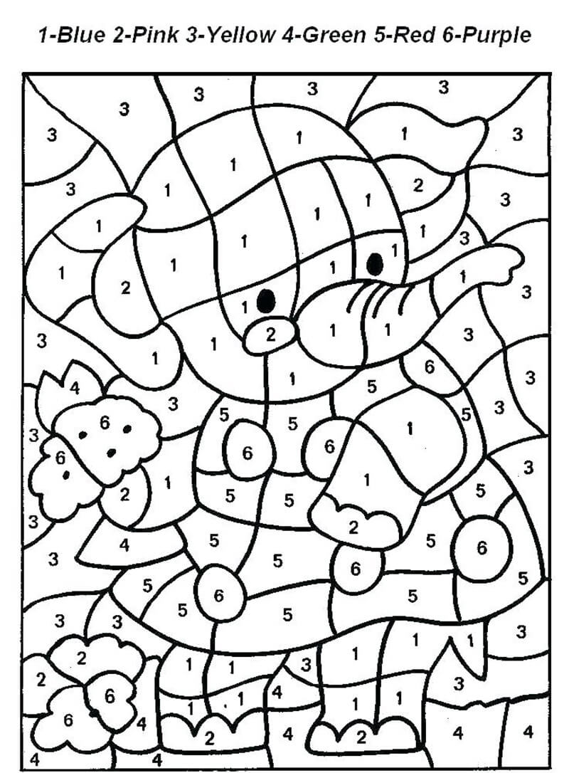 Elephant Color by Number - Sheet 1