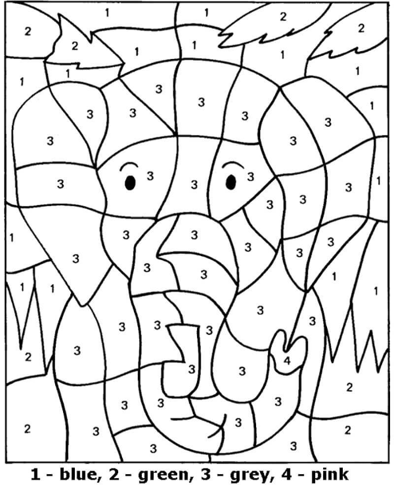 Elephant Color by Number - Sheet 5