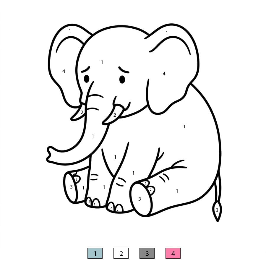 Elephant Sitting Color By Number