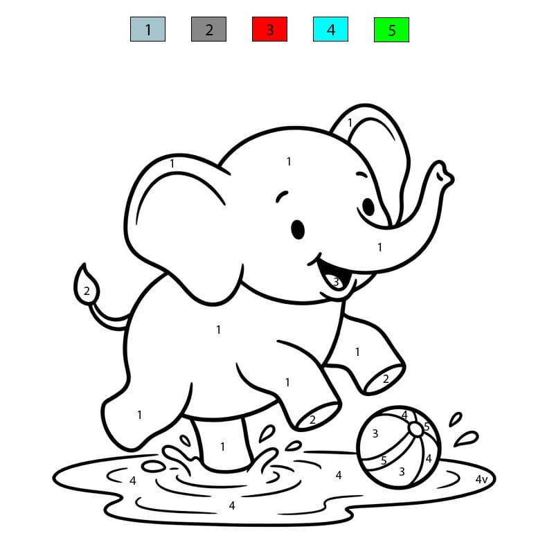 Elephant Smiling Color By Number