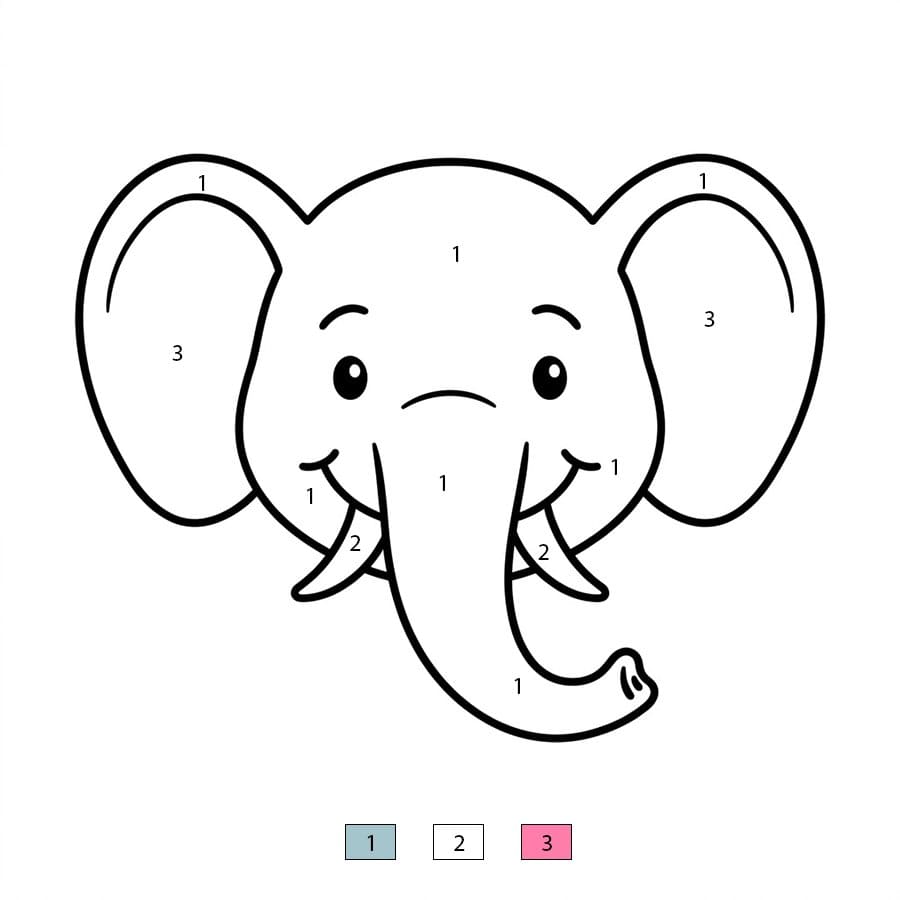 Face Elephant Smiling Color By Number