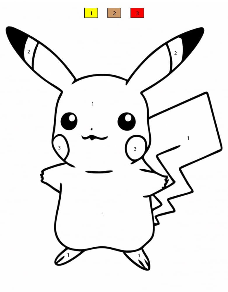 Joyful Pikachu Color By Number