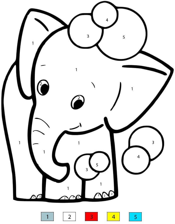 Lovely Elephant Color By Number