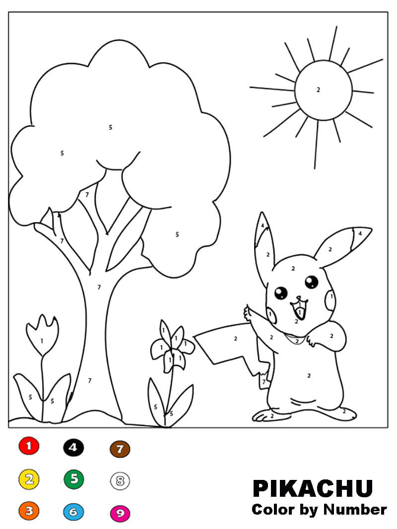 Lovely Pikachu Color by Number