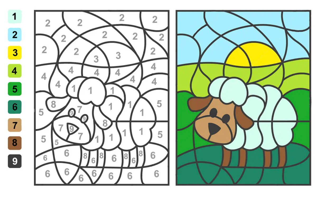 Lovely Sheep Coloring by Number