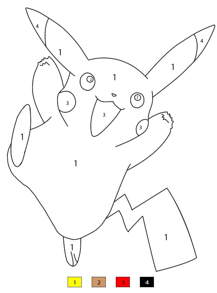 Pikachu Jumps Color By Number