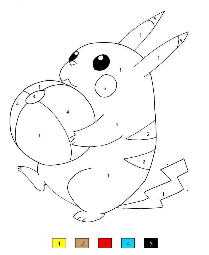 Pikachu Printable Color By Number