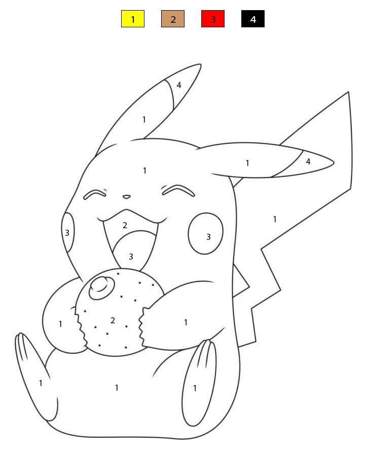 Pikachu and A Ball Color By Number