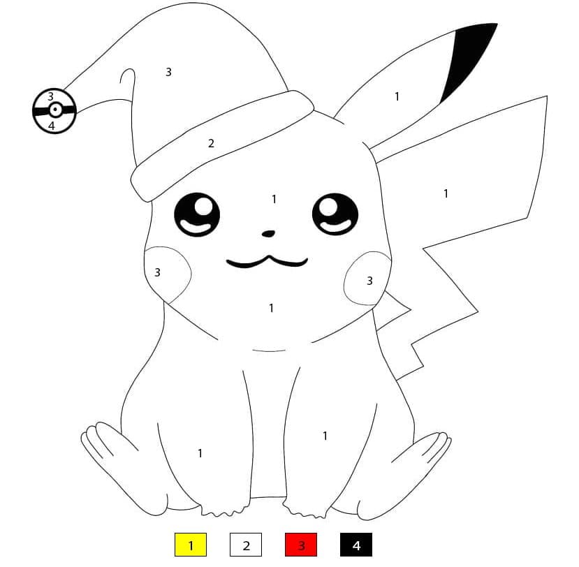Pikachu on Christmas Color By Number