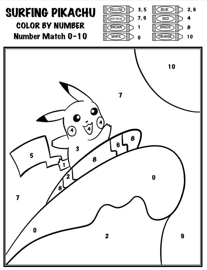 Pikachu on Mountain Color By Number