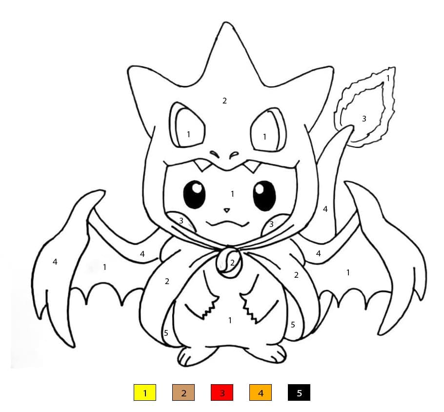 Pikachu with Costume Color By Number