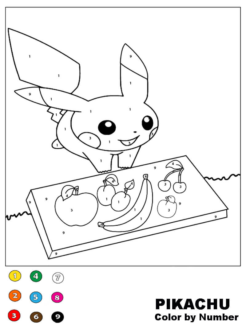 Pikachu with Fruits Color by Number