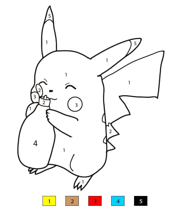 Pikachu with Milk Bottle Color By Number
