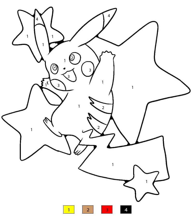Pikachu with Stars Color By Number