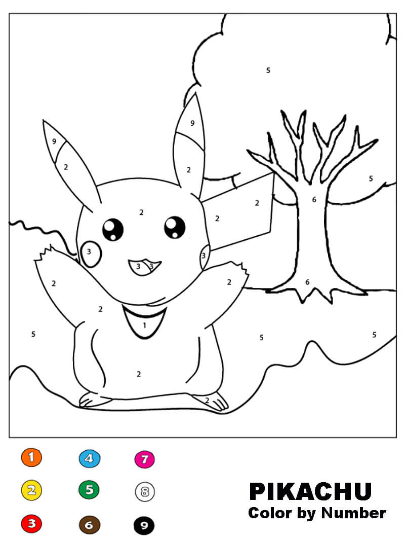 Pokemon Pikachu Color by Number
