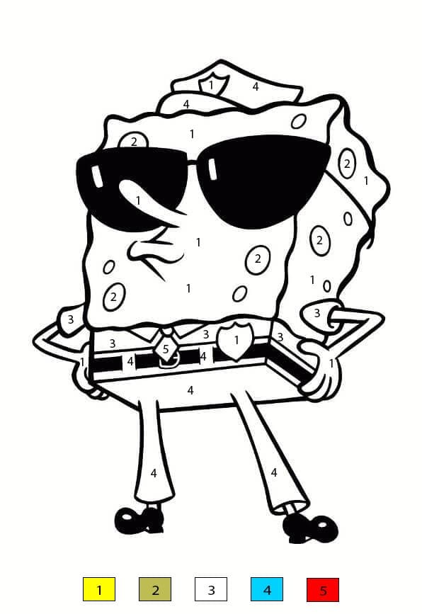 Police Spongebob Color By Number