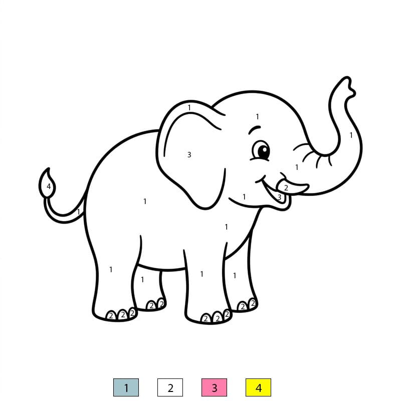 Print Elephant Color By Number