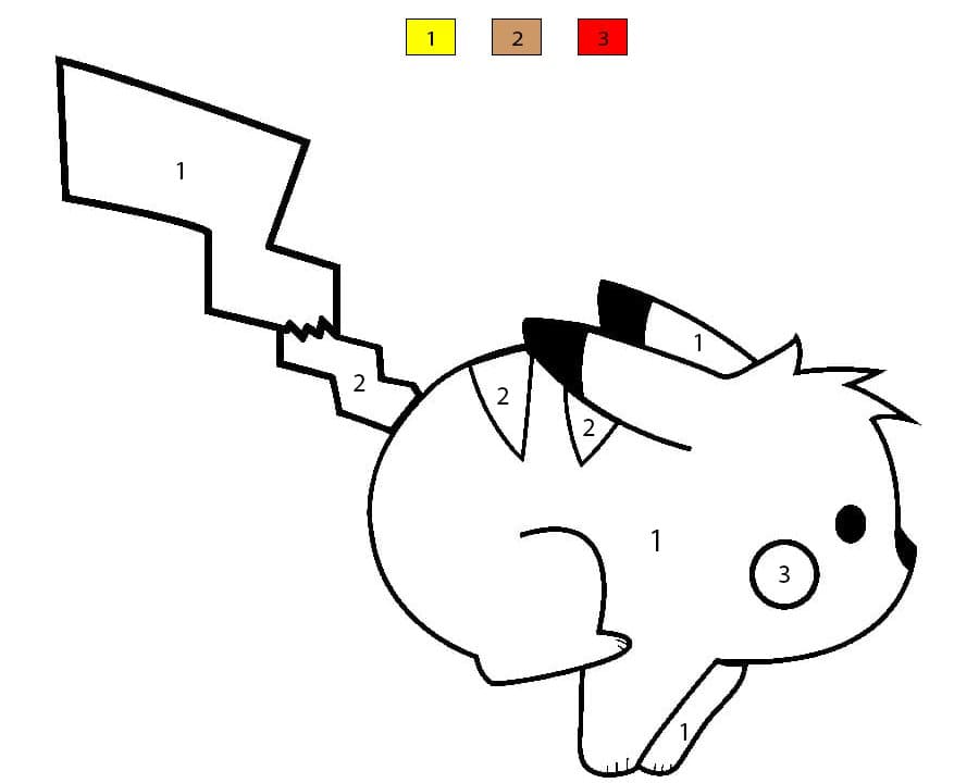 Printable Cute Pikachu Color By Number