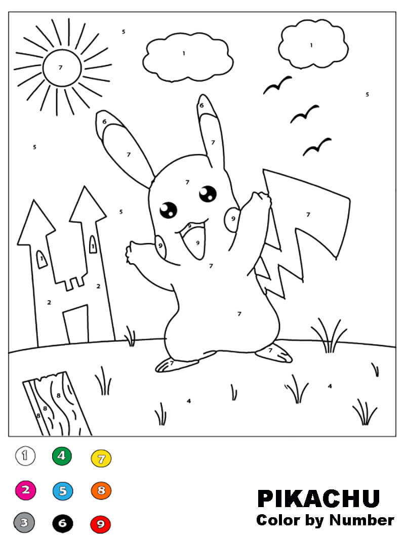 Printable Pikachu Coloring by Number