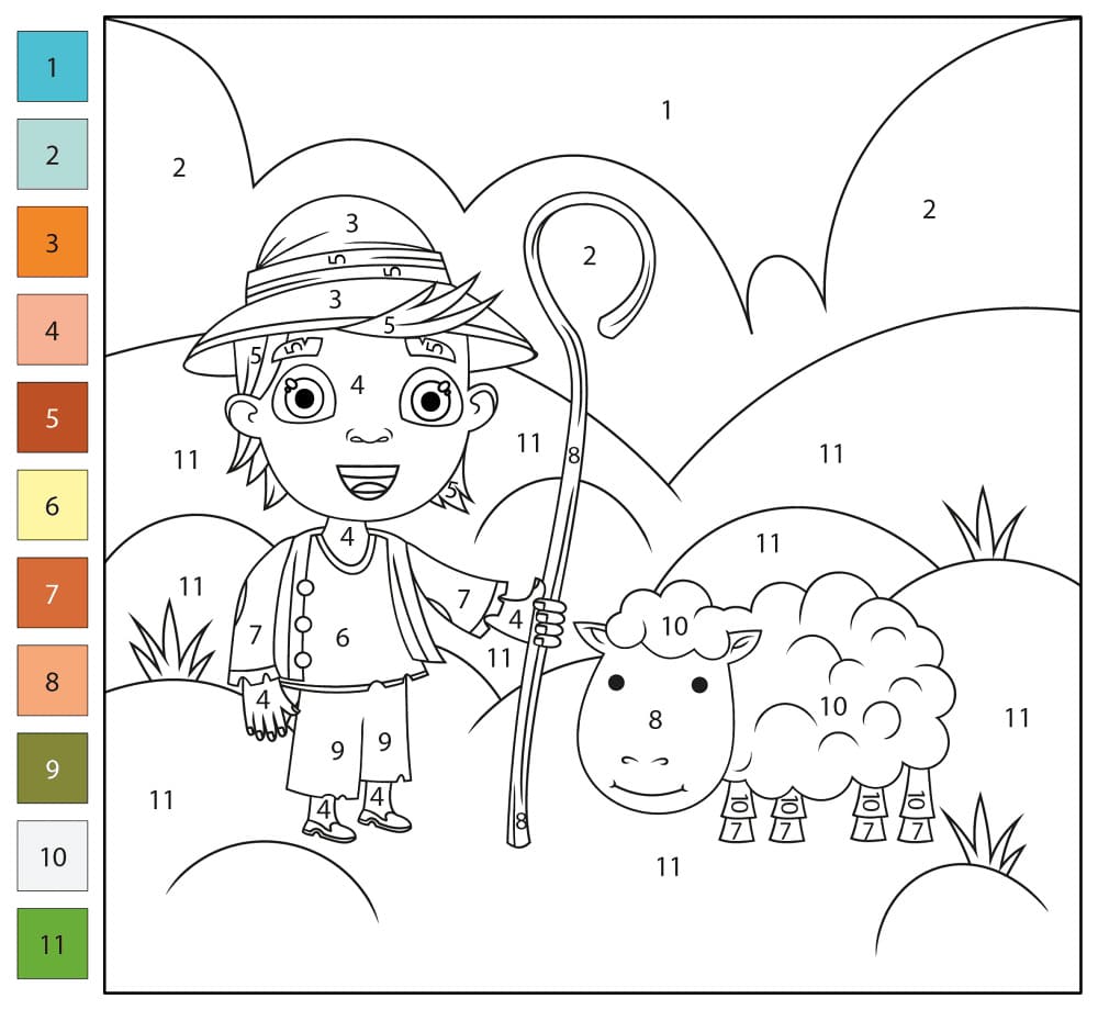 Sheep And Shepherd Color By Number