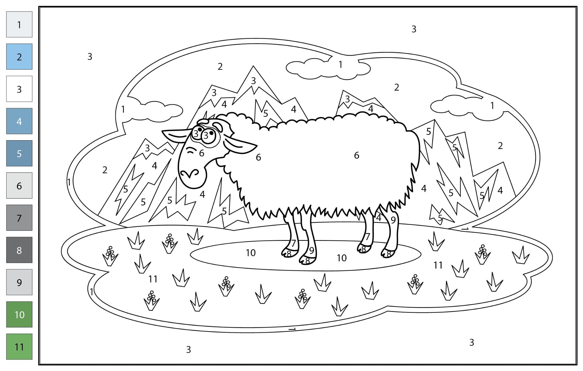 Sheep Eating Color By Number