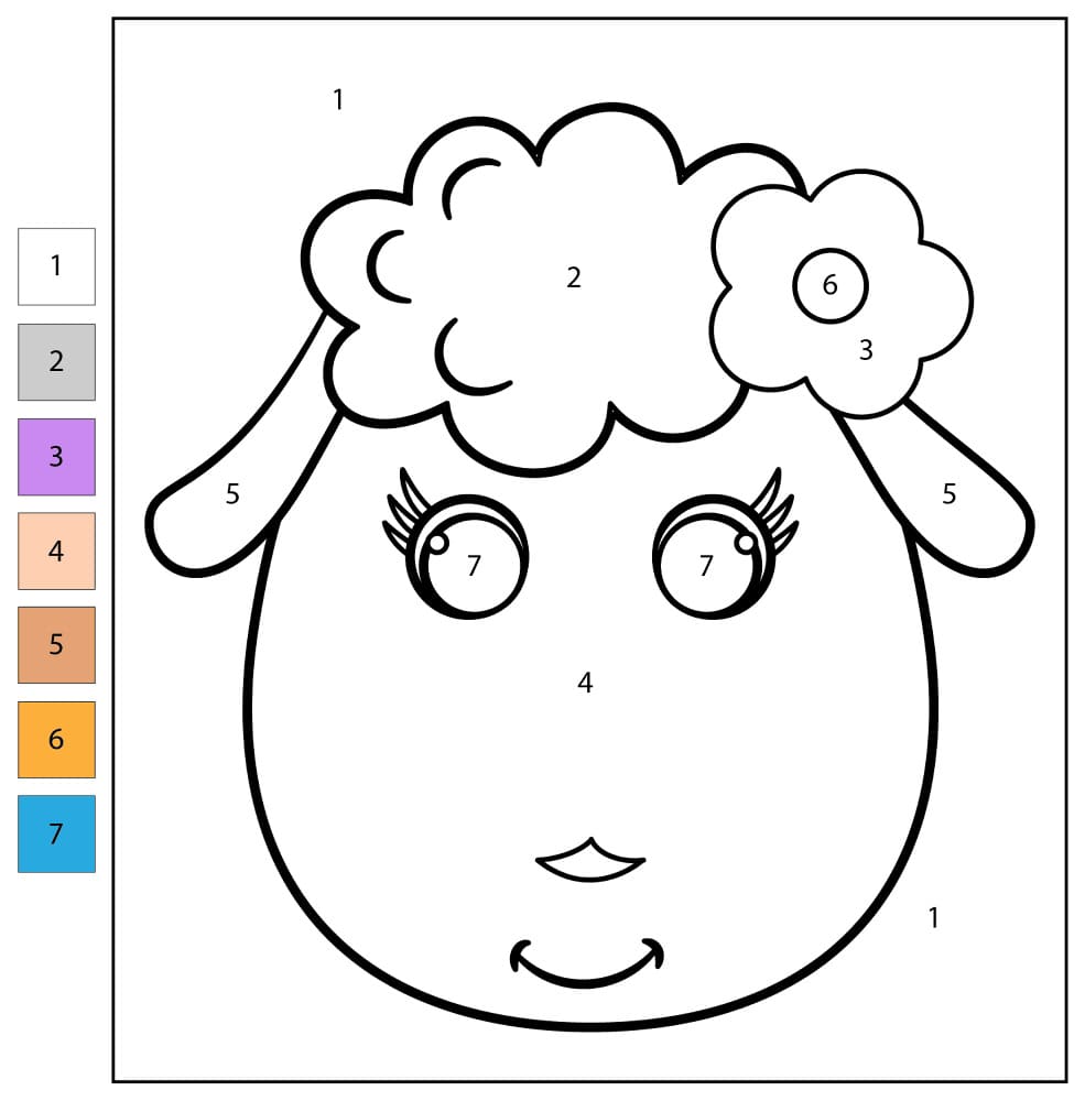 Sheep Face Color By Number