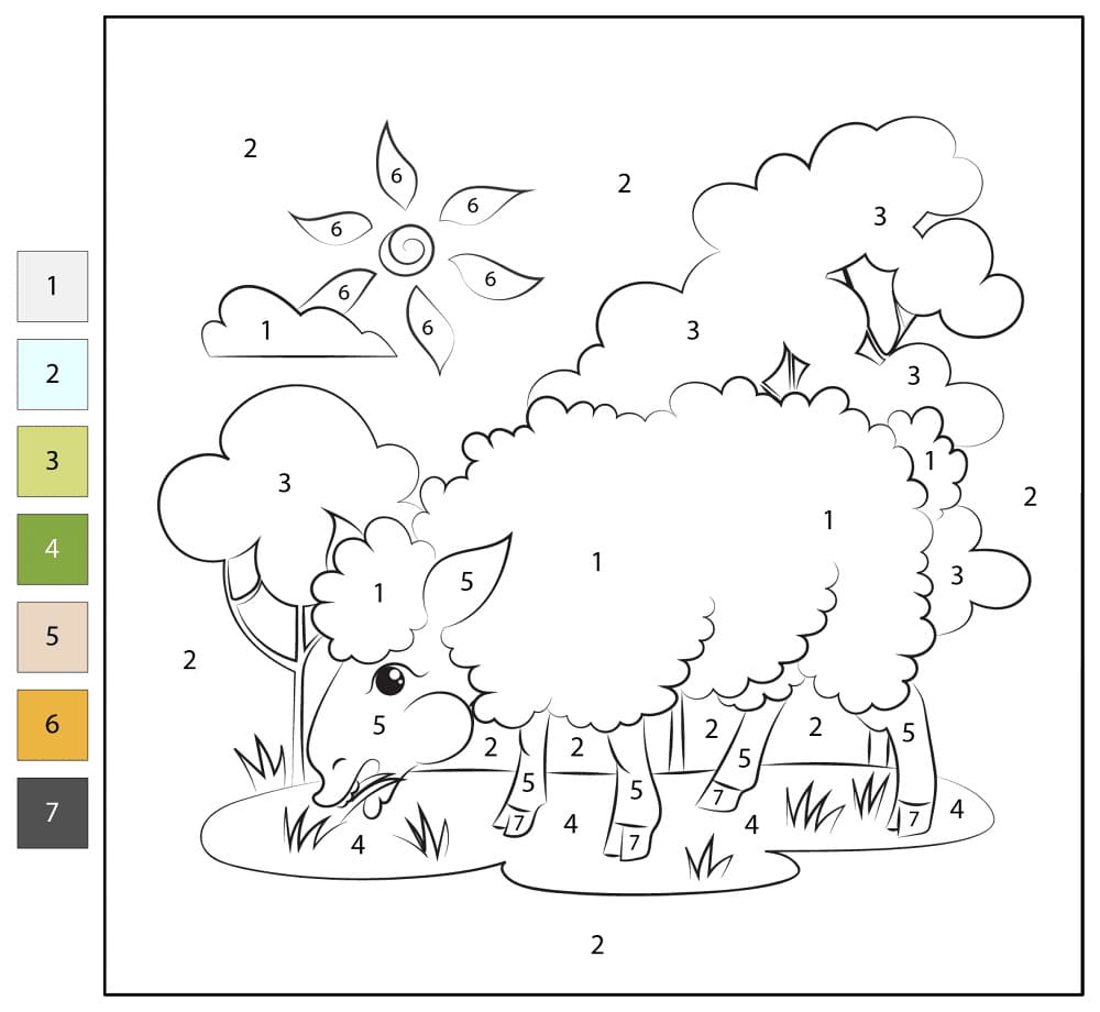 Sheep Print Color By Number