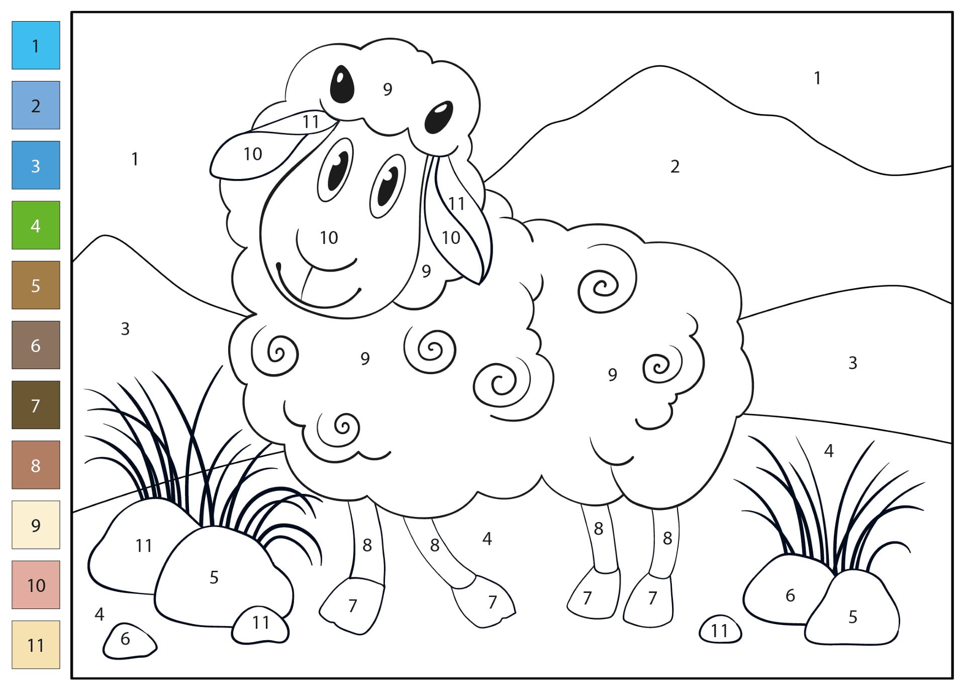 Sheep Printable Color By Number