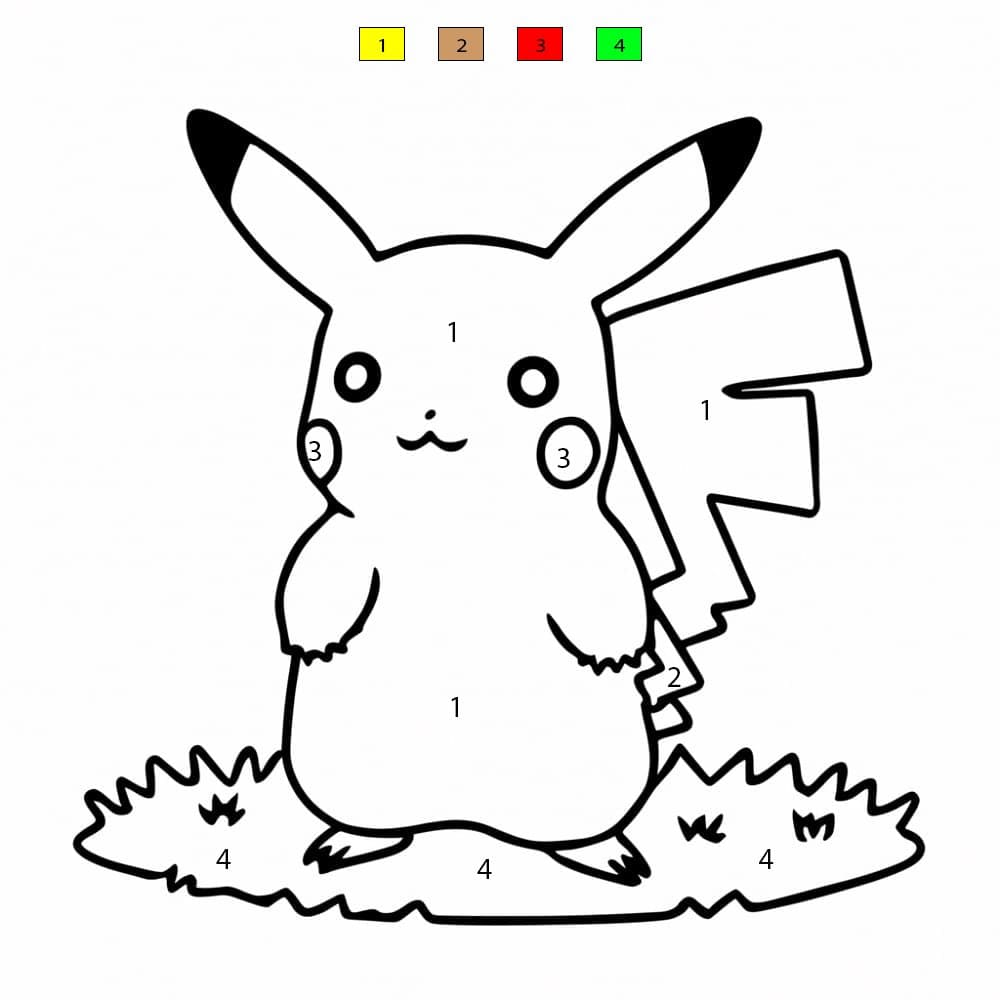 Simple Pikachu Color By Number