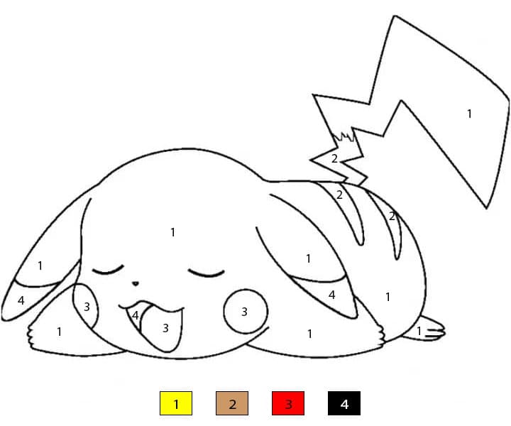 Sleeping Pikachu Printable Color By Number