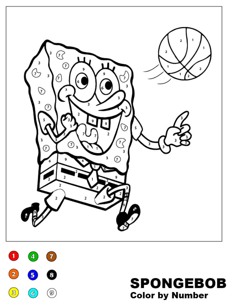 SpongeBobl is playing football Color by Number