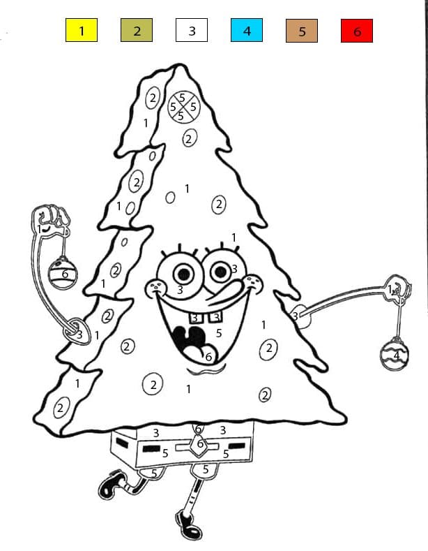 Spongebob Christmas Tree Color By Number