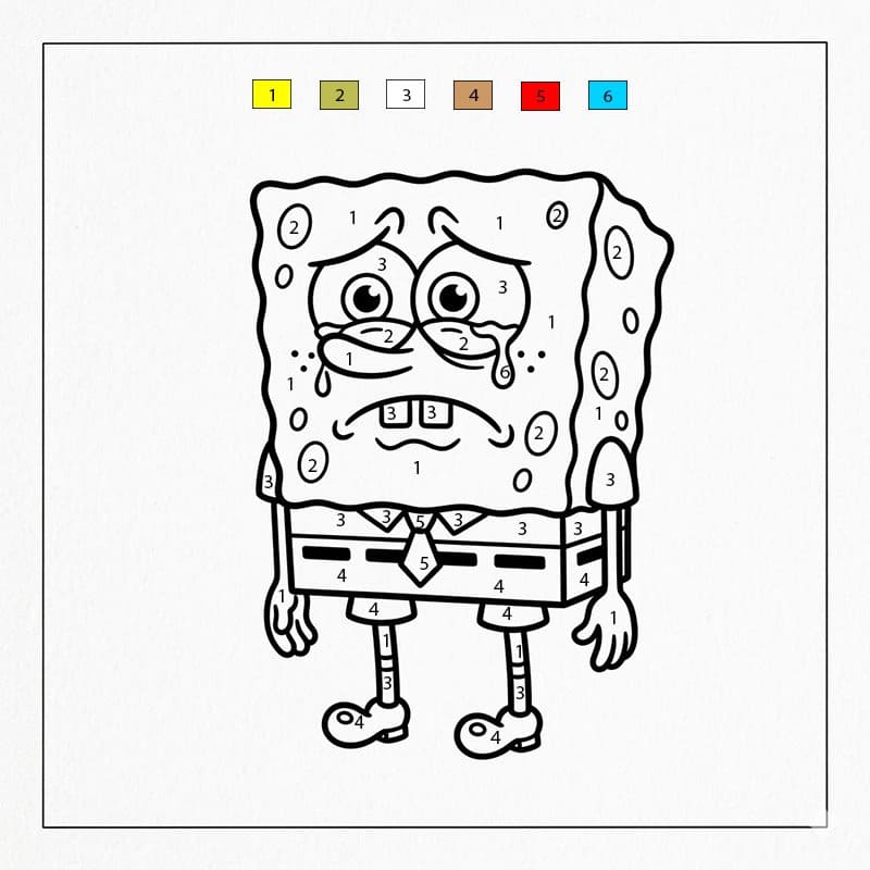 Spongebob Sad Color By Number