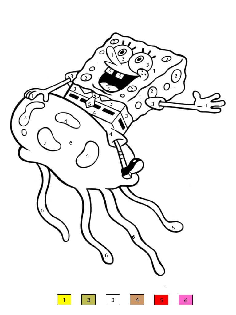 Spongebob and Jellyfish Color By Number