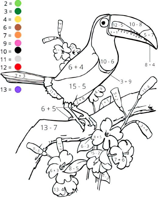 Toucan Color by Math coloring