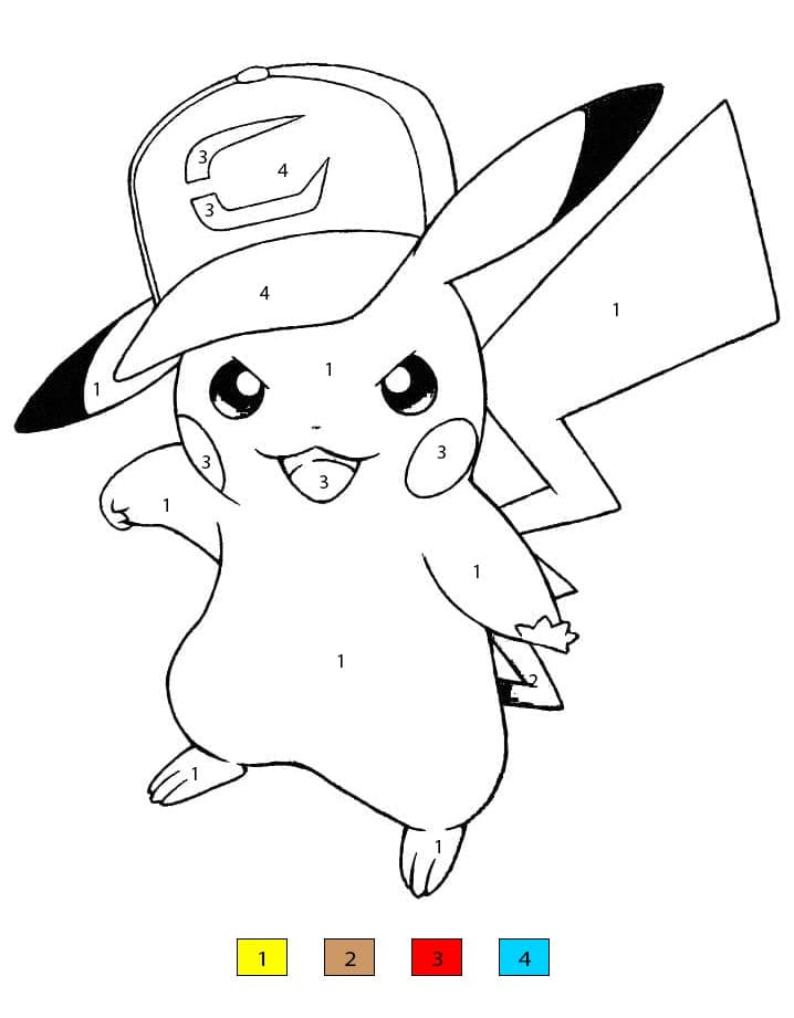 Cool Pikachu Happy Color By Number