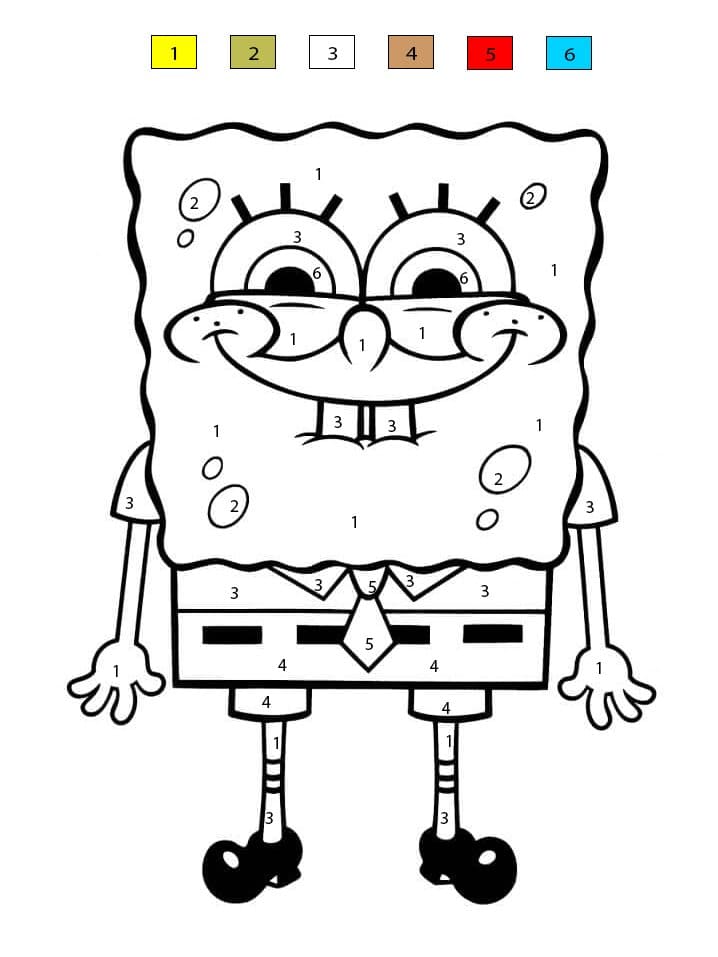 Cute Spongebob Free Color By Number