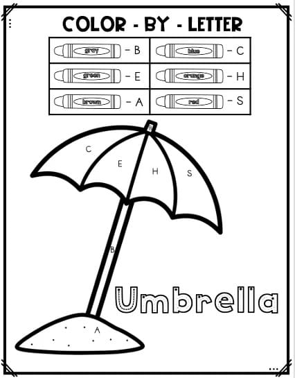 Beach Umbrella Color By Number