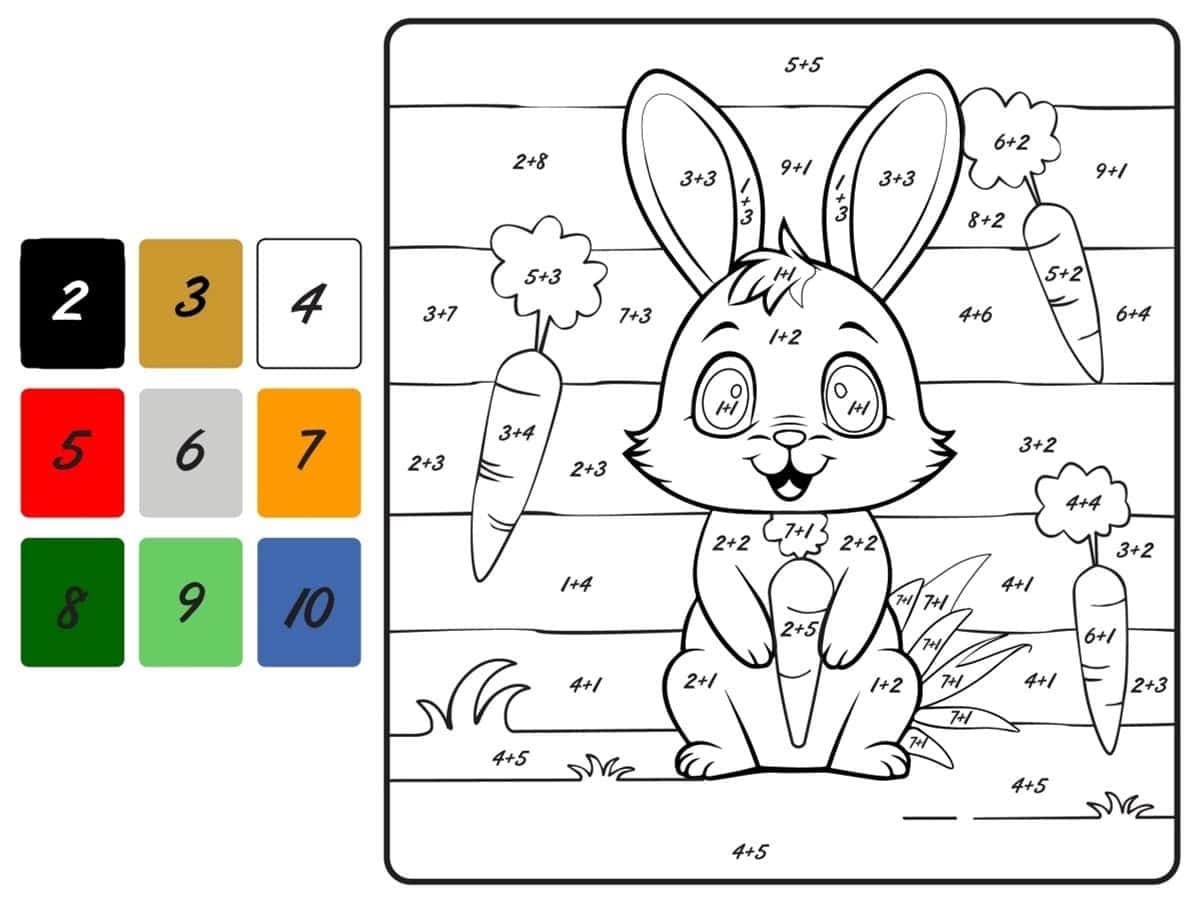 Cartoon Rabbit Color By Number